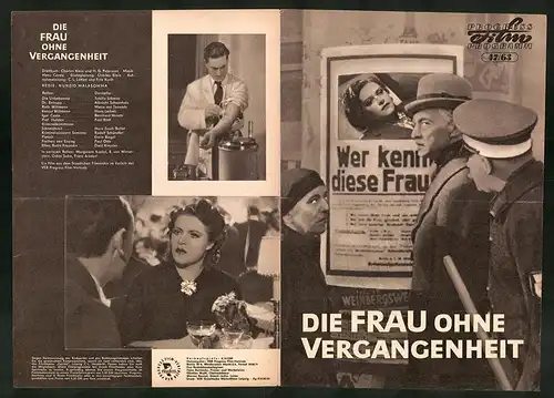 Filmprogramm PFP Nr. 47 /63, Die Frau ohne Vergangenheit, Sybille Schmitz, Albrecht Schoenhals, Regie: Nunzio Malasomma