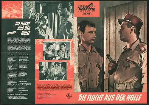 Filmprogramm PFP Nr. 29 /62, Die Flucht aus der Hölle, Armin Mueller-Stahl, Wolfgang Sasse, Regie: H.-E. Korbschmitt