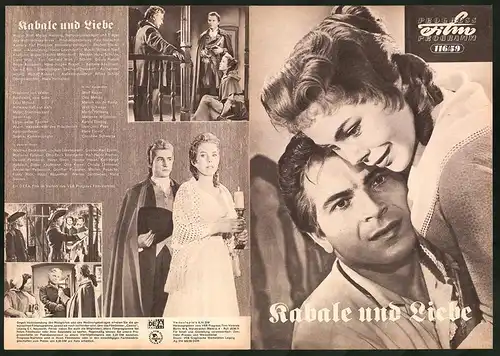 Filmprogramm PFP Nr. 116 /59, Kabale und Liebe, Wolf Kaiser, Otto Mellies, Regie: Prof. Martin Hellberg