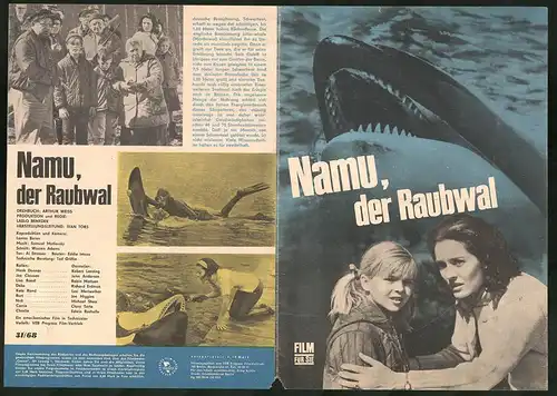 Filmprogramm PFP Nr. 31 /68, Namu, der Raubwal, Robert Lansing, John Anderson, Regie: Laslo Benedek