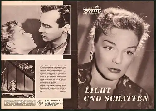 Filmprogramm PFP Nr. 106 /57, Licht und Schatten, Simone Signoret, Jacques Berthier, Regie: Hella Graf