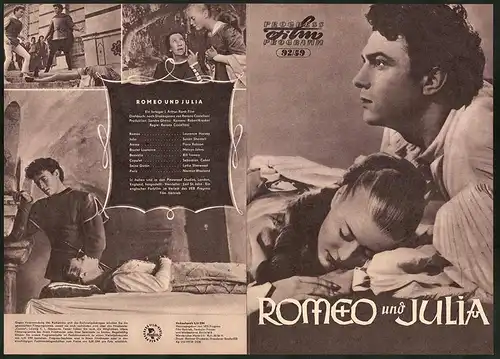 Filmprogramm PFP Nr. 92 /59, Romeo und Julia, Laurence Harvey, Susan Shentall, Regie: Renato Castellani