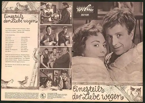 Filmprogramm PFP Nr. 117 /60, Einesteils der Liebe wegen, Henning Moritzen, Helle Virtkner, Regie: Erik Balling