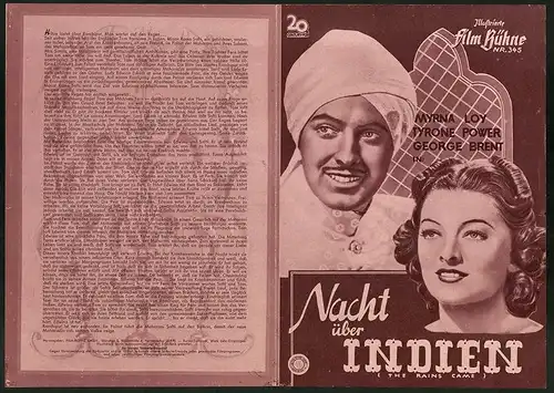 Filmprogramm IFB Nr. 345, Nacht über Indien, Myrna Loy, Tyrone Power, Regie: Clarence Brown
