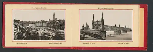 Leporello-Album Strassburg, Lithographien von Münster, St. Thomas-Kirche, Frauenhaus, Kleber-Platz, etc
