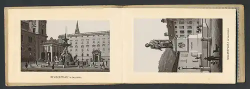 Leporello-Album Salzburg, Lithographien von Schloss Hellbrunn, Sommerreitschule, Hohensalzburg und Drahtseilbahn