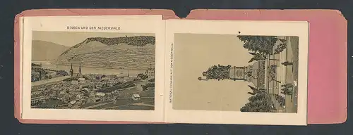Leporello-Album Rhein, Lithographien von Köln, Niederwald-Denkmal, Mainz, etc.
