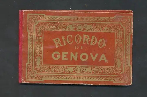 Leporello-Album Genova, Lithographie-Ansichten, Cattedrale S. Lorenzo, Palazzo Ducale, Teatro Carlo Felice, etc.