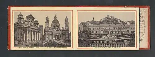 Leporello-Album Genova, Lithographie-Ansichten, Cattedrale S. Lorenzo, Palazzo Ducale, Teatro Carlo Felice, etc.