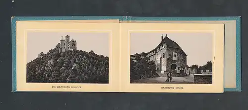 Leporello-Album Wartburg, Lithographien von Eisenach, Grosser Festsaal, Sängersaal, Lutherstube, etc.