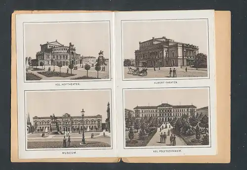 Leporello-Album Dresden, Lithographien von Brühl`sche Terrasse, Kgl. Zwinger, Albert-Theater, Jägerkaserne, etc.