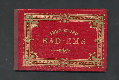 Leporello-Album Bad Ems, Lithographien von Kurhaus, Russische Kapelle, Hotel zu den 4 Thürmen, Stolzenfels, etc.