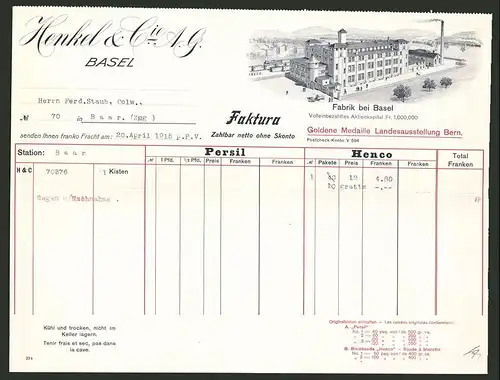 Rechnung Basel 1915, Waschmittel-Fabrik Henkel & Cie., Fabrikhalle