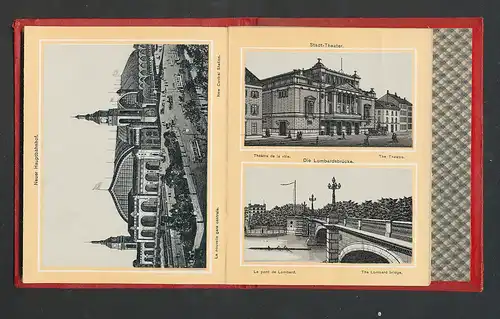 Leporello-Album Hamburg, Lithographie-Ansichten, Jungernstieg, Alster Pavillon, Doppelschraubenschnelldampfer