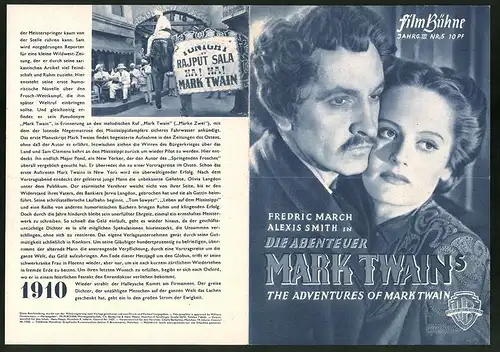 Filmprogramm Film Bühne Nr. 5, Die Abenteuer des Mark Twain`s, Fredric March, Alexis Smith, Regie: Irving Rapper