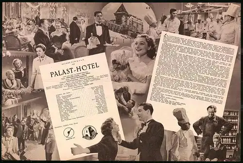 Filmprogramm DNF, Palast Hotel, Paul Hubschmid, Claude Farell, Regie: Leonhard Steckel