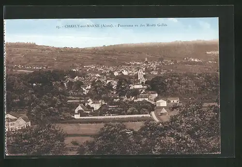 AK Charly-sur-Marne, Panorama vu des Monts Gallés