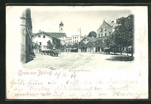 AK Aibling, Kirchenzeilstrasse mit Uhrmacher U. Neuhauser