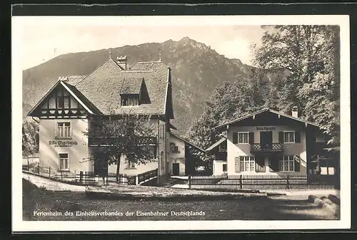 AK Obergrainau, Villa Morgenstein und Alpspitz, Ferienheim des Einheitsverbandes der Eisenbahner