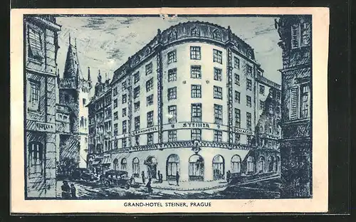 Künstler-AK Prag / Praha, Grandhotel Steiner