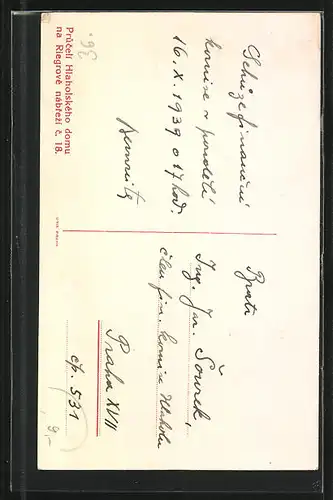 AK Prag / Praha, Pruceli Hlaholskeho domu na Riegrove nabrezi c. 18, Aussenansicht