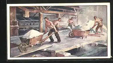 Sammelbild Wittenberg, Cacao- und Chocoladen-Fabrik, Salzgewinnung, Arbeiter im Sudhause