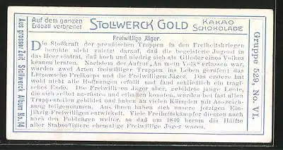 Sammelbild Stollwerck Gold Kakao Schokolade, Aus grosser Zeit, Freiwillige Jäger