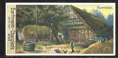 Sammelbild Gartmann-Schokolade, Heidebilder, Bauernhaus, Hühner, Serie 372, Bild 6