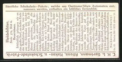 Sammelbild Gartmann-Schokolade, Heidebilder, Bauernhaus, Hühner, Hahn, Serie 372, Bild 6