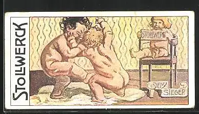 Sammelbild Stollwerck Schokolade, Kinder kämpfen um eine Tafel Schokolade