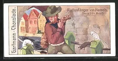 Sammelbild Gartmann-Chocolade, Rattenfänger von Hameln, Sagen