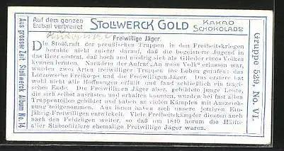 Sammelbild Stollwerck, Freiwillige Jäger, Freiheitskrieg, Stosstrupp