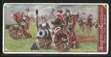 Sammelbild Gartmann-Chocolade, Belagerungsmaschinen und Geschütze, Serie 316, Bild 2, Mittelalterliches Feldgeschütz