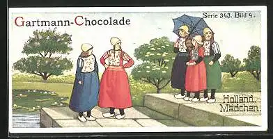 Sammelbild Gartmann Chocolade, Holländische Bilder, Serie 343, Bild 4, Holländische Mädchen