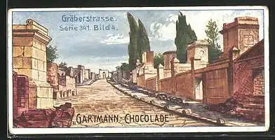 Sammelbild Gartmann Chocolade, Pompeji, Serie 341, Bild 4, Gräberstrasse