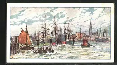 Sammelbild Cacao -und Chocoladenfabrik Wittenberg, Häfen, Serie 172, Bild 1, Hamburger Hafen