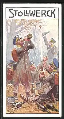 Sammelbild Stollwerck Kakao & Schokolade, Aus grosser Zeit, Serie 540, Bild IV, Preussische Landwehr in Chalons 1814