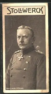 Sammelbild Stollwerck, Generla des X. Armeekorsp Otto von Emmich in Uniform mit Orden