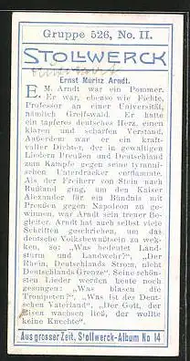 Sammelbild Stollwerck, Porträt Ernst Moritz Arndt mit Hochstehkragen