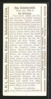 Sammelbild Gartmann-Chocolade, Das Geisterschiff, Die Erlösung Abdul der fromme Türke wieder an Land