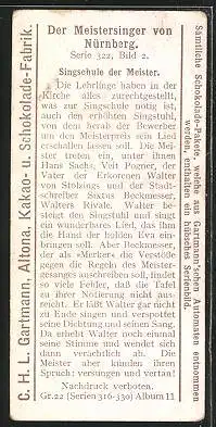 Sammelbild Gartmann-Chocolade, Der Meistersinger von Nürnberg, Singschule der Meister