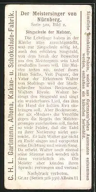 Sammelbild Gartmann-Chocolade, Der Meistersinger von Nürnberg, Singschule der Meister, Adel