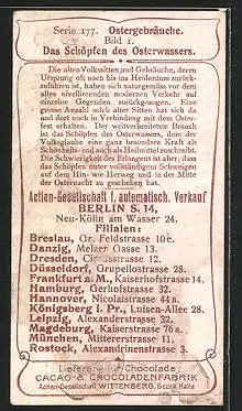 Sammelbild Cacao- & Chocoladenfabrik, Ostergebräuche, Das Schöpfen des Osterwassers