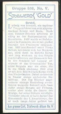 Sammelbild Stollwerck Kakao & Schokolade, Aus grosser Zeit, Serie 536, Bild V, Ludwig von Borstell