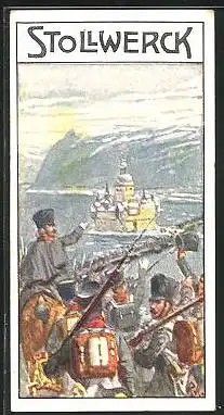 Sammelbild Stollwerck Kakao & Schokolade, Aus grosser Zeit, Serie 540, Bild I, Übergang über den Rhein 1814