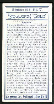 Sammelbild Stollwerck Kakao & Schokolade, Aus grosser Zeit, Serie 538, Bild V, Graf Bertrand