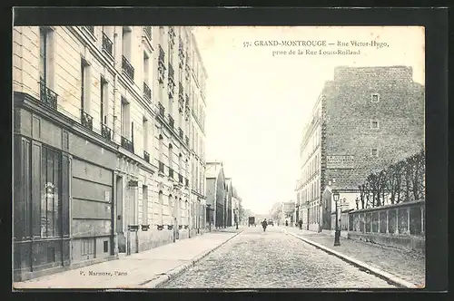 AK Grand-Montrouge, Rue Victor-Hugo, prise de la Rue Louis-Rolland
