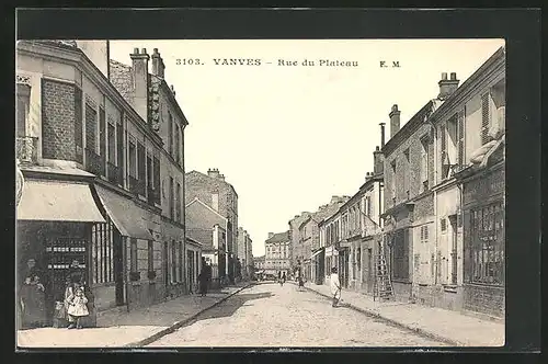 AK Vanves, Rue du Plateau, Strassenpartie