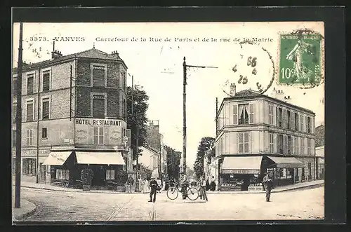 AK Vanves, Carrefour de la Rue de Paris et la rue de la Mairie