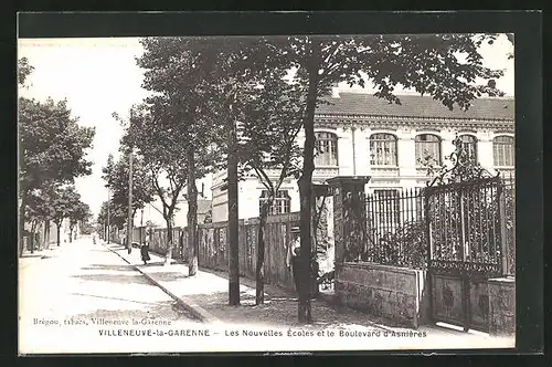 AK Villeneuve-la-Garenne, Les Nouvelles Ecoles et le Boulevard d`Asnieres